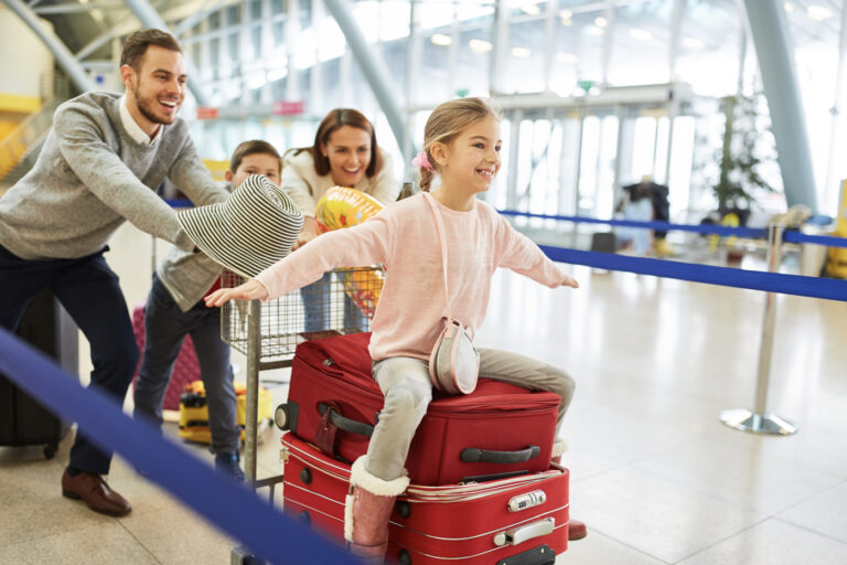 Newcomer family arriving at Canadian airport