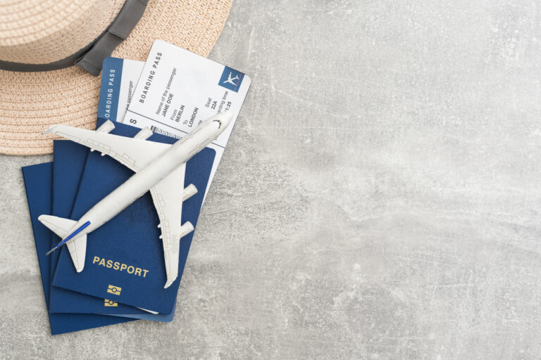 Passports and boarding passes for Canadian travel