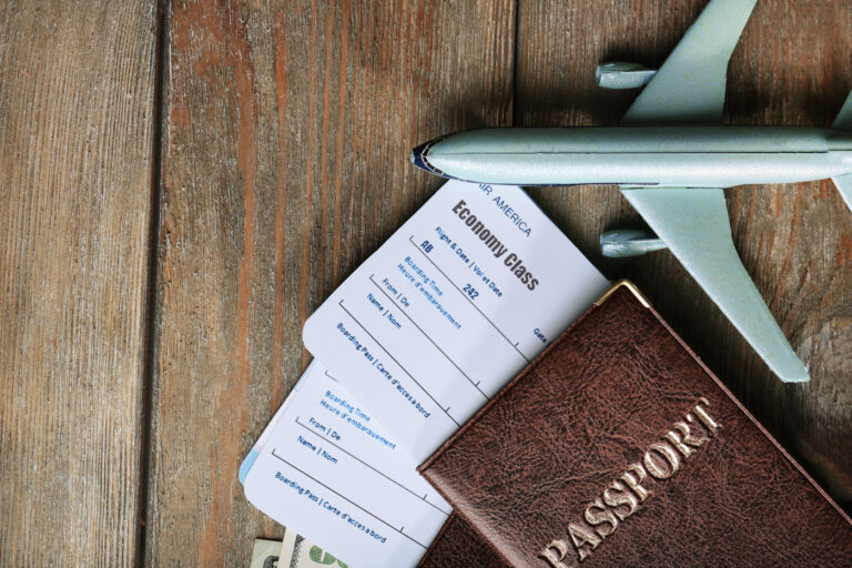 Passport and flight tickets for Canadian immigration travel