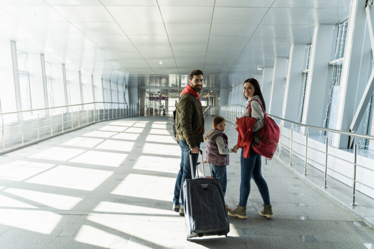 Family arriving at Canadian airport