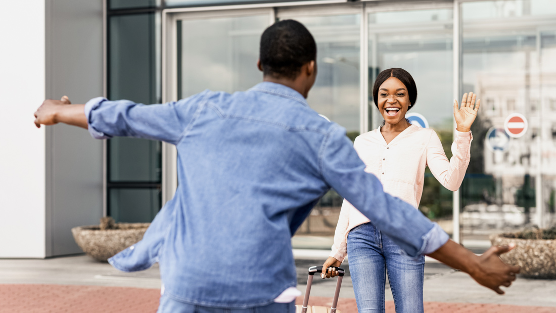Family arriving at Canadian airport