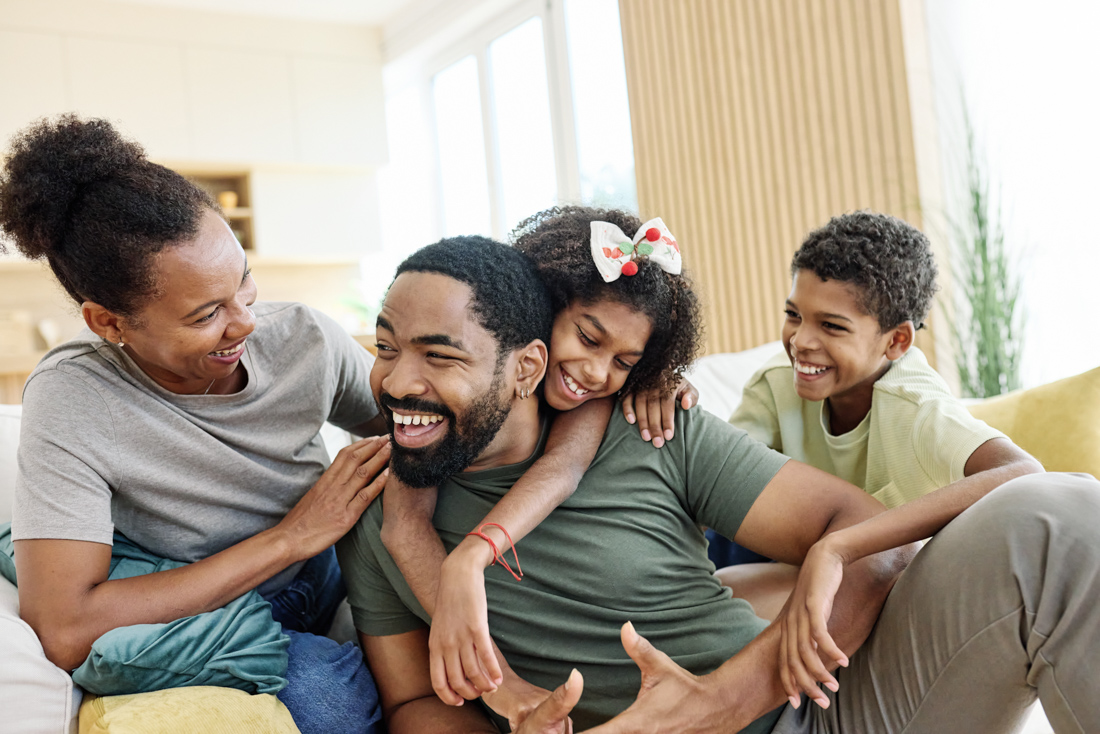 Family happily bonding in Canada