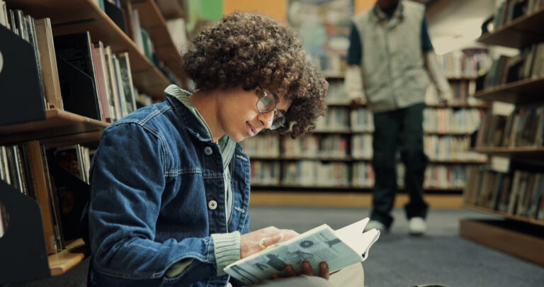 Vancouver student reading in library