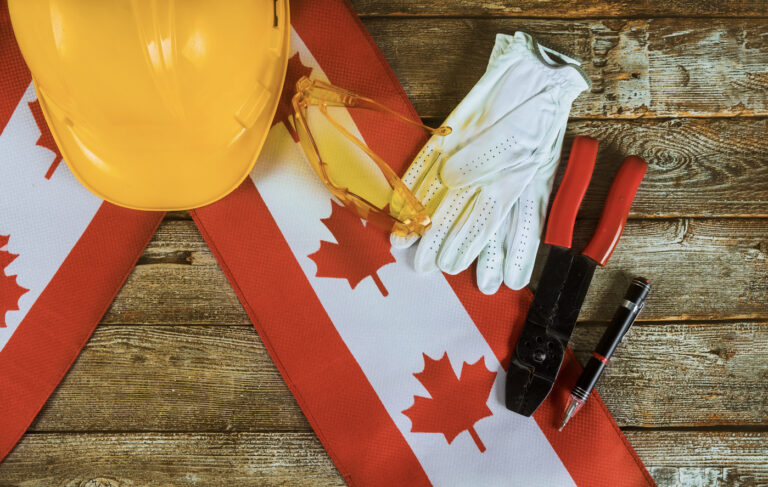 Canadian trades tools and hard hat