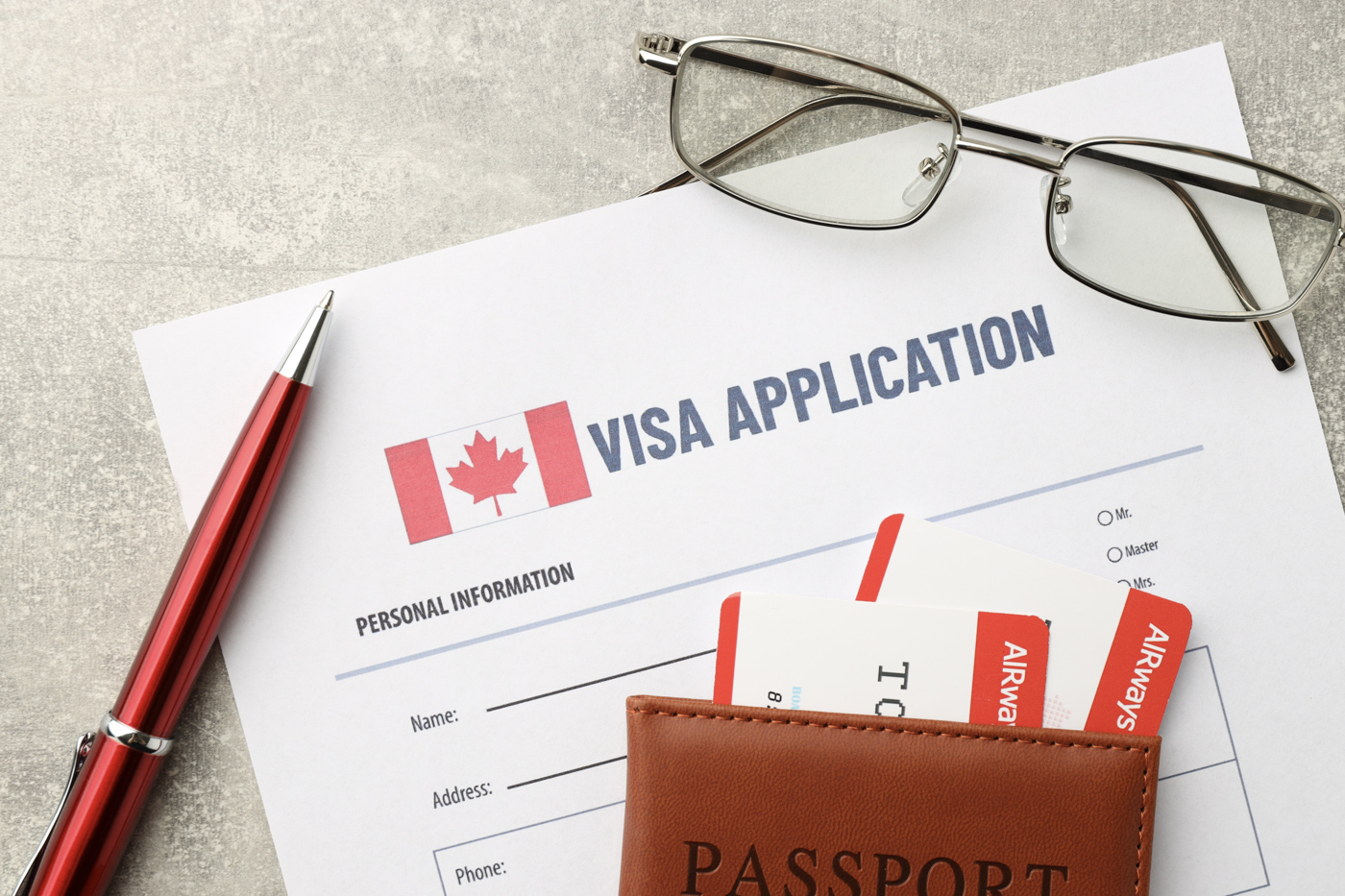 BC PNP visa application form with passport